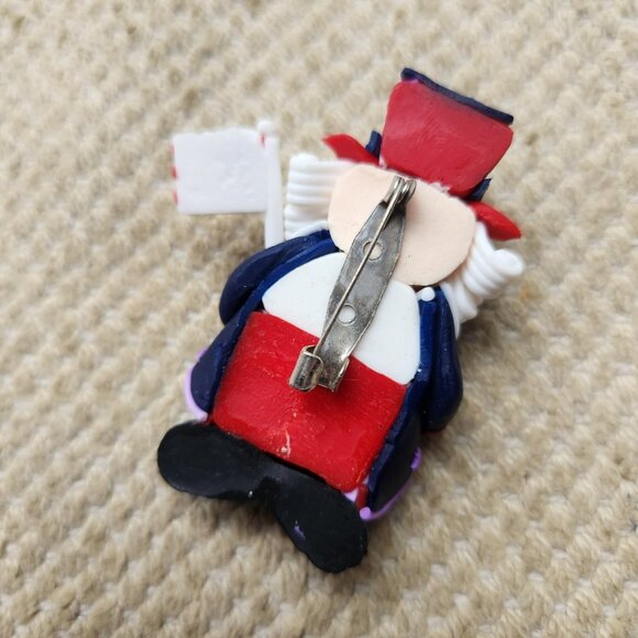 Patriotic Uncle Sam Pin Old Man Beard July 4th Independence Day Flag Brooch USA - Picture 3 of 4